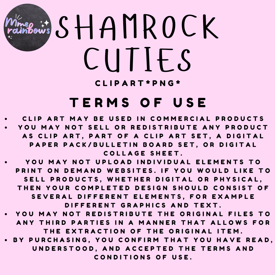 Shamrock Cuties Clipart | Personal & Commercial Use | Color and B/w PNGs