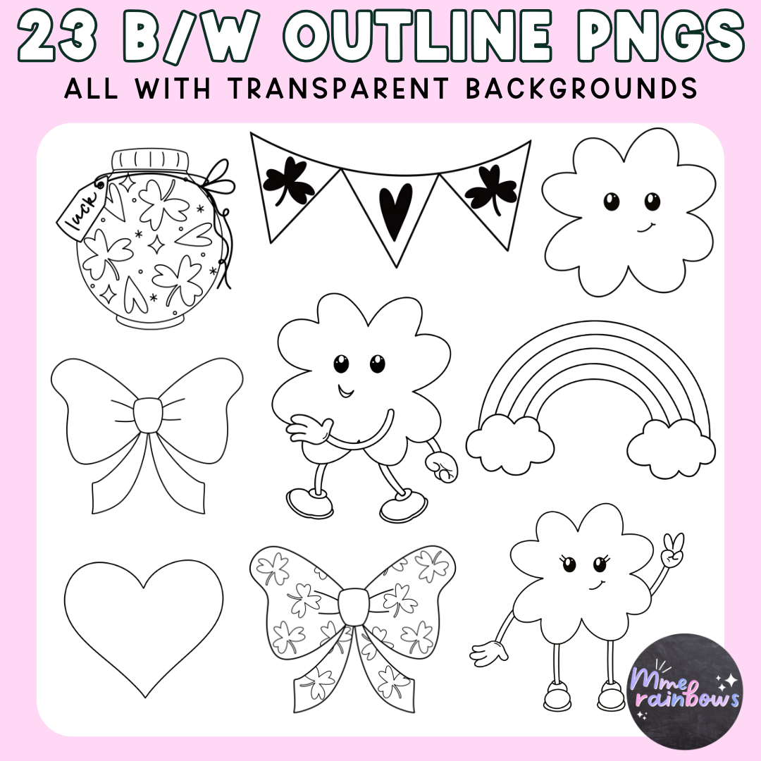 Shamrock Cuties Clipart | Personal & Commercial Use | Color and B/w PNGs