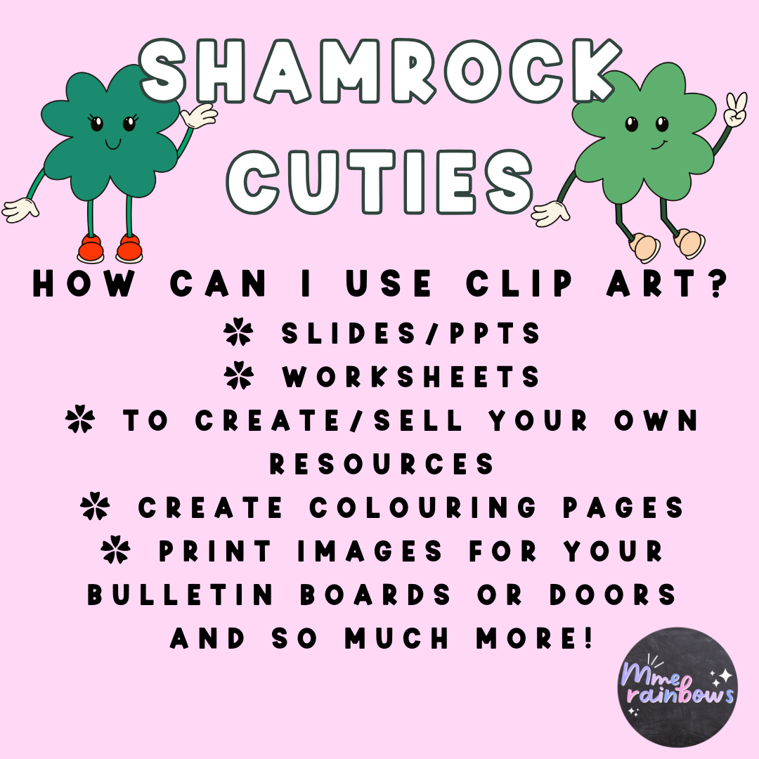 Shamrock Cuties Clipart | Personal & Commercial Use | Color and B/w PNGs